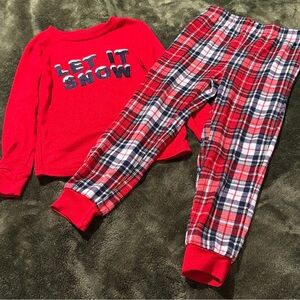 Festive Red Plaid Kids Pajama Set